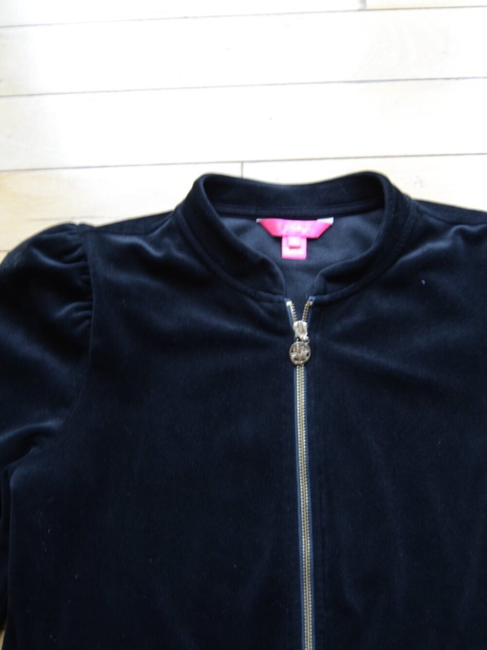 Lilly Pulitzer Evanna Velour Zip-Up Jacket Size M Black - Picture 3 of 9